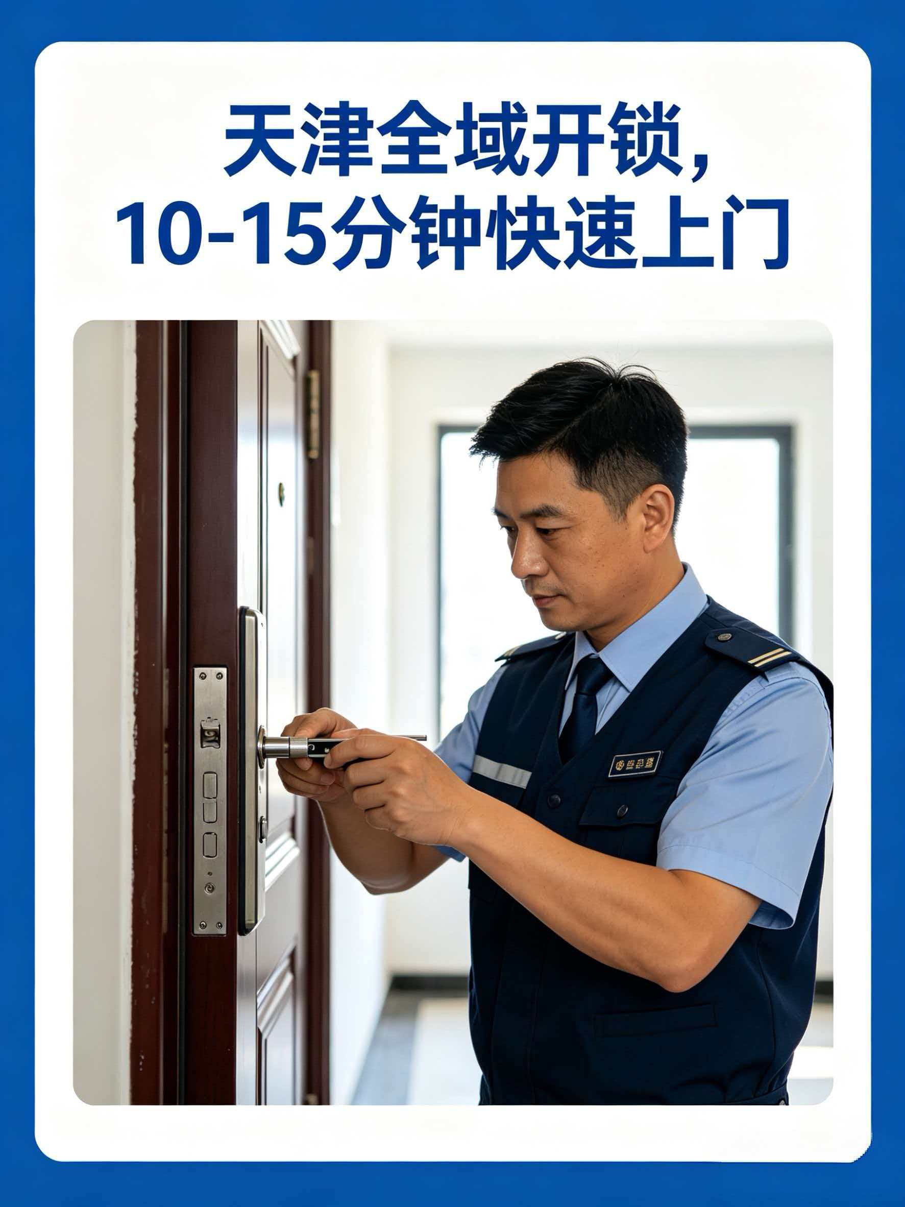 天津全域开锁服务 公安备案持证上门 10-15分钟快速抵达