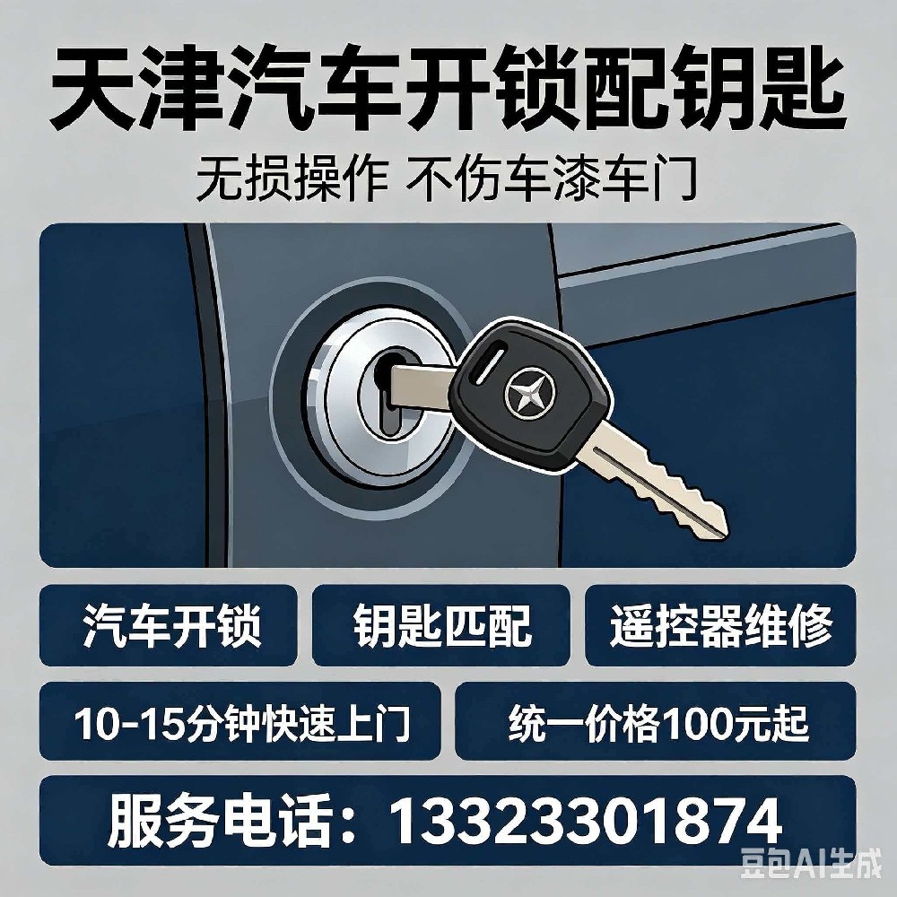 天津汽车开锁配钥匙 无损操作 不伤车漆车门
